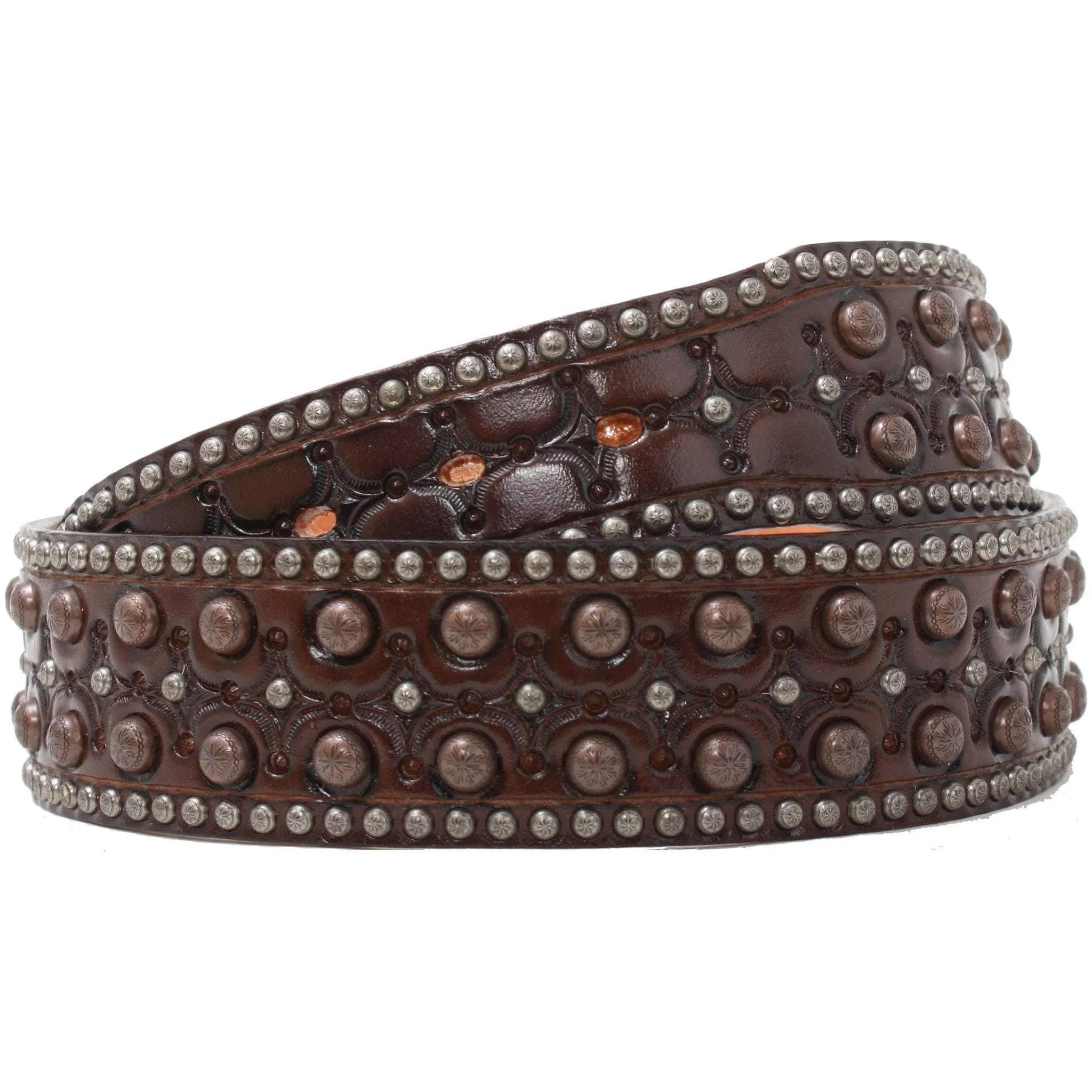 B118 - Brown Tooled Leather Belt