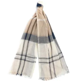 Barbour Womens Abigail Tartan Scarf Antique White/Pink One Size