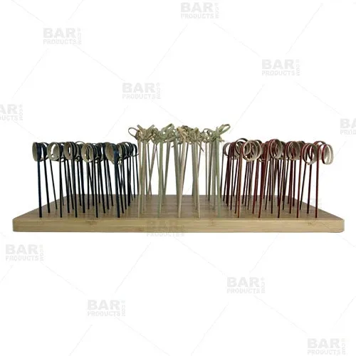 BarConic® Ring Bamboo Cocktail Pick Kit with Display Stand