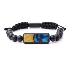 Bead Wood Resin Bracelet - Ayden (Teal & Gold, 588488)