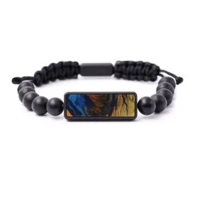 Bead Wood Resin Bracelet - Josine (Teal & Gold, 588494)