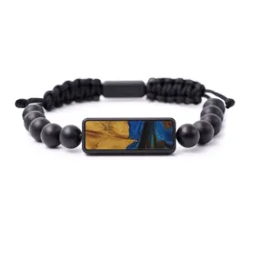 Bead Wood Resin Bracelet - Zonnya (Teal & Gold, 590779)
