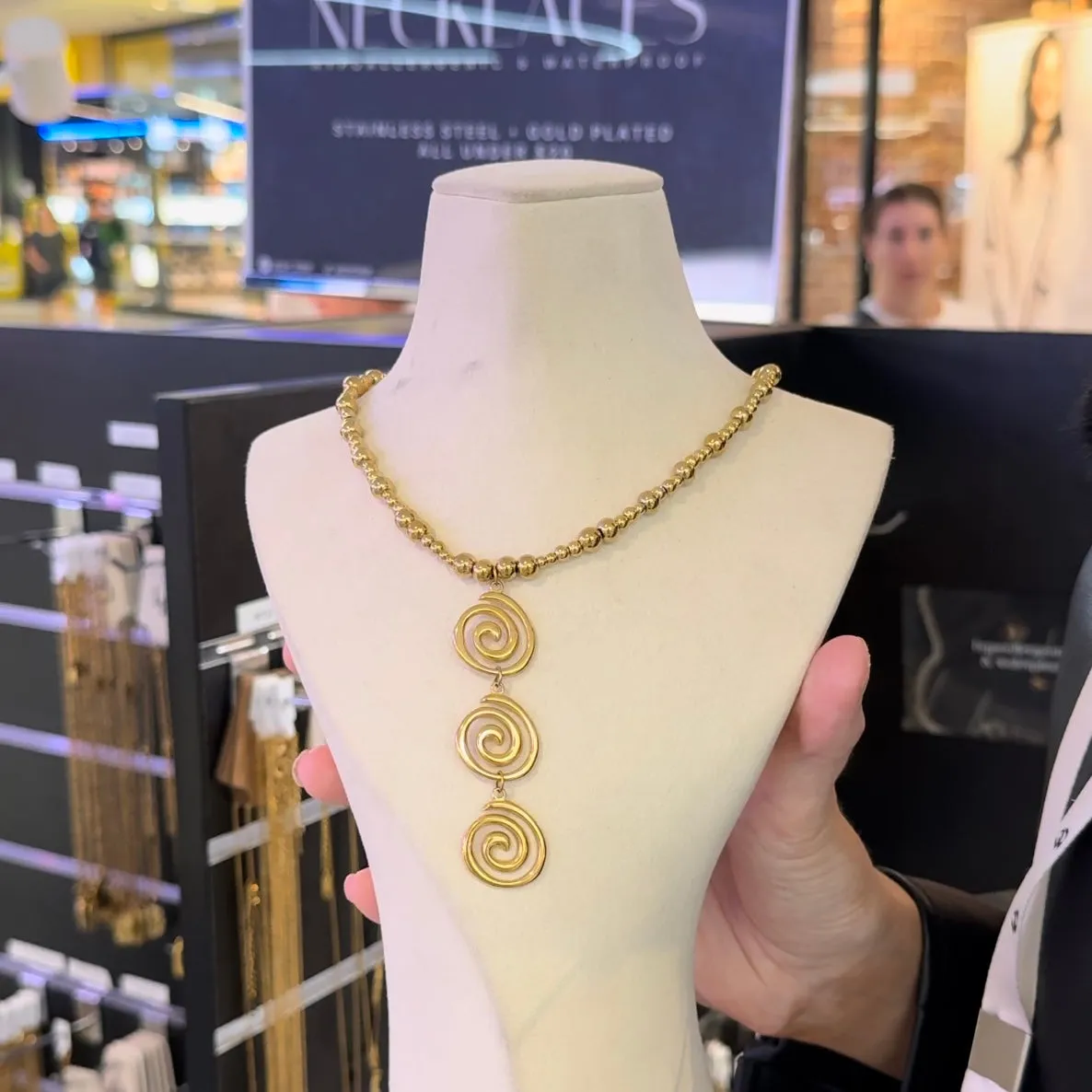 Beaded 3 Swirl Necklace