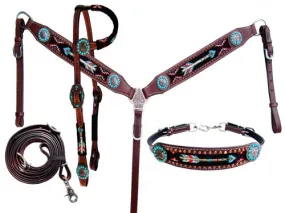 Beaded Arrow 4 Piece Headstall Set