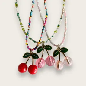 Beaded Cherry Necklace