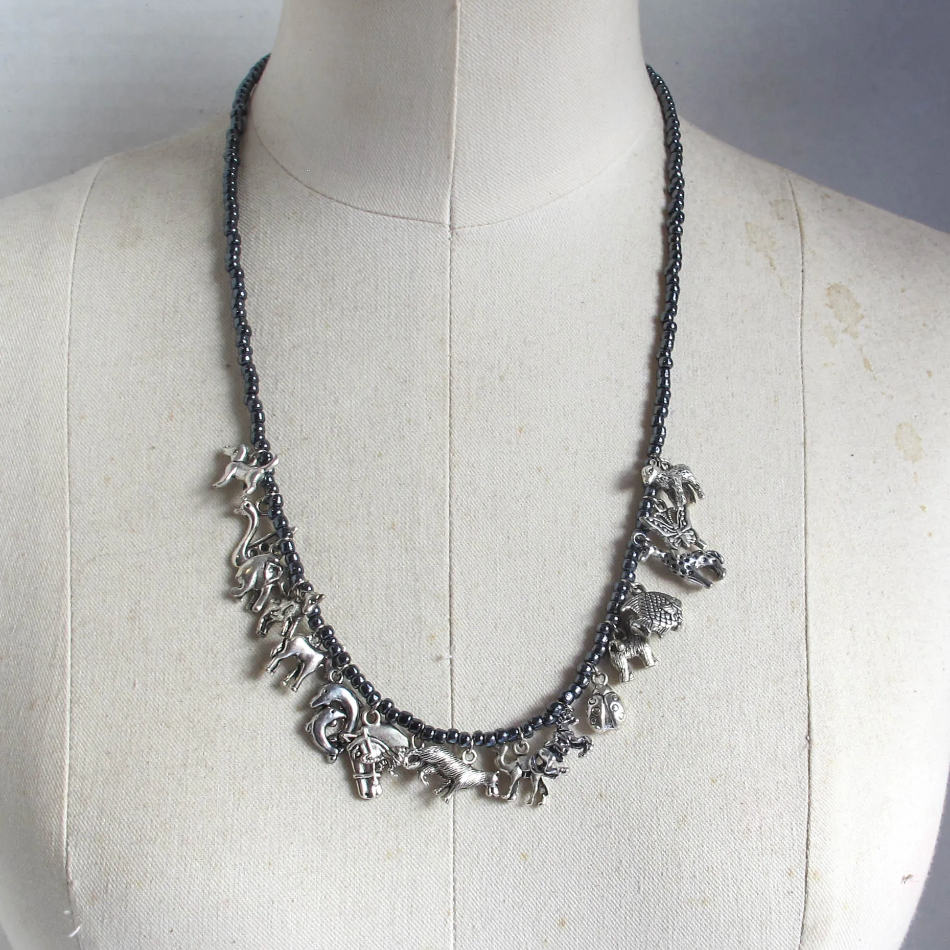 Beaded Menagerie Necklace (click for color & size choices)