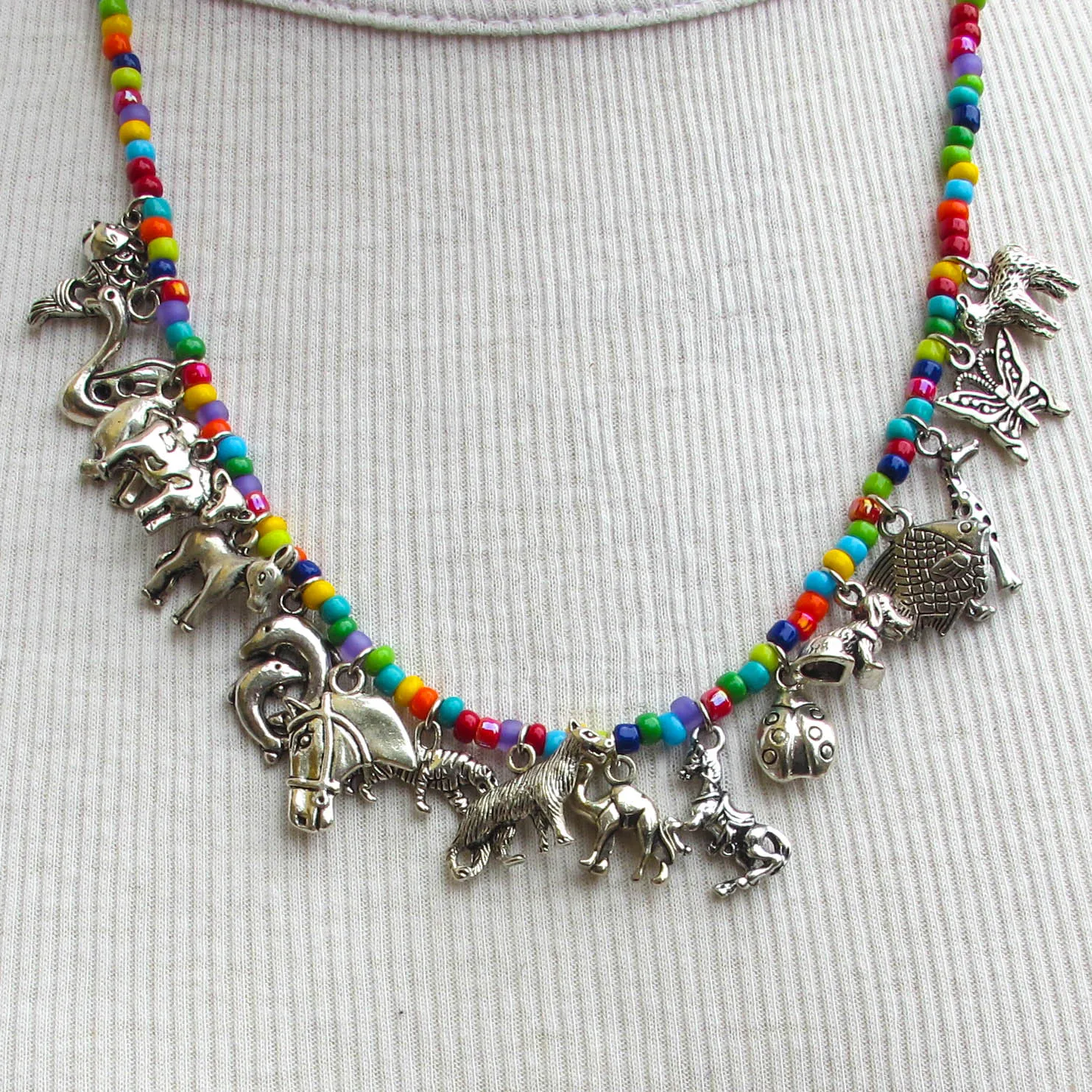 Beaded Menagerie Necklace (click for color & size choices)