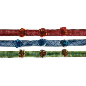 Beaded Sequin Flower Choker