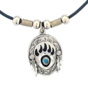 Bear Claw & Stone Adjustable Cord Necklace