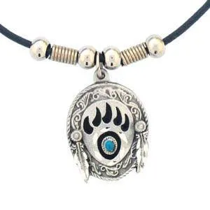 Bear Claw & Stone Adjustable Cord Necklace
