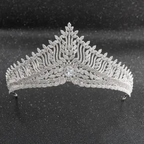 Big Cubic zircon wedding tiara, bridal royal diadem crown CH10239