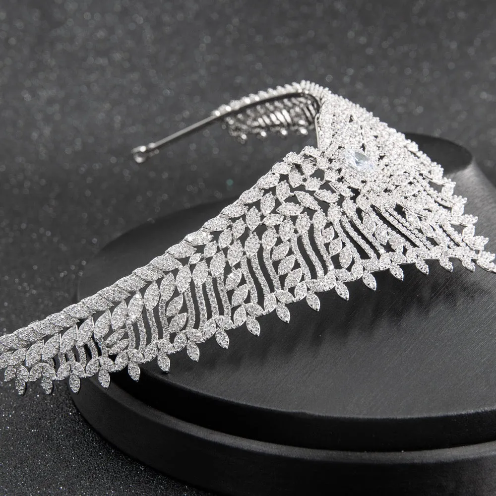 Big Cubic zircon wedding tiara, bridal royal diadem crown CH10239