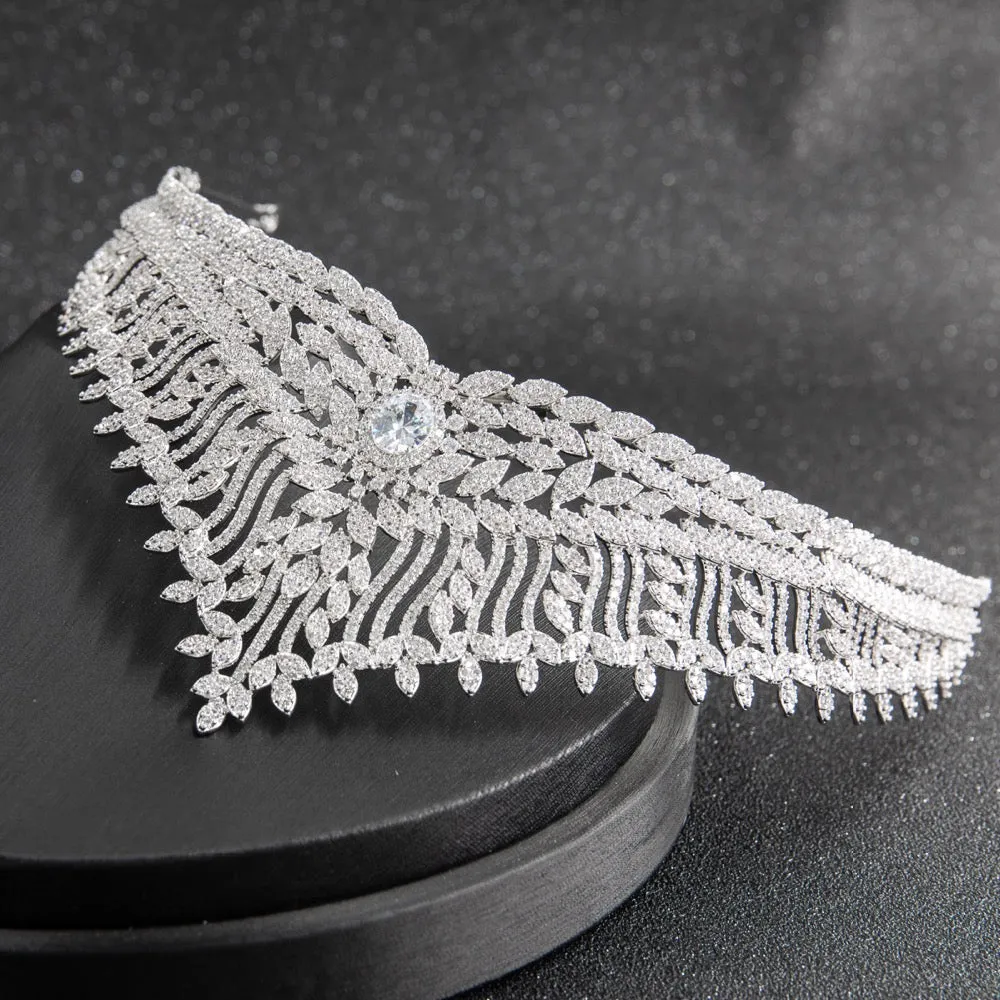 Big Cubic zircon wedding tiara, bridal royal diadem crown CH10239