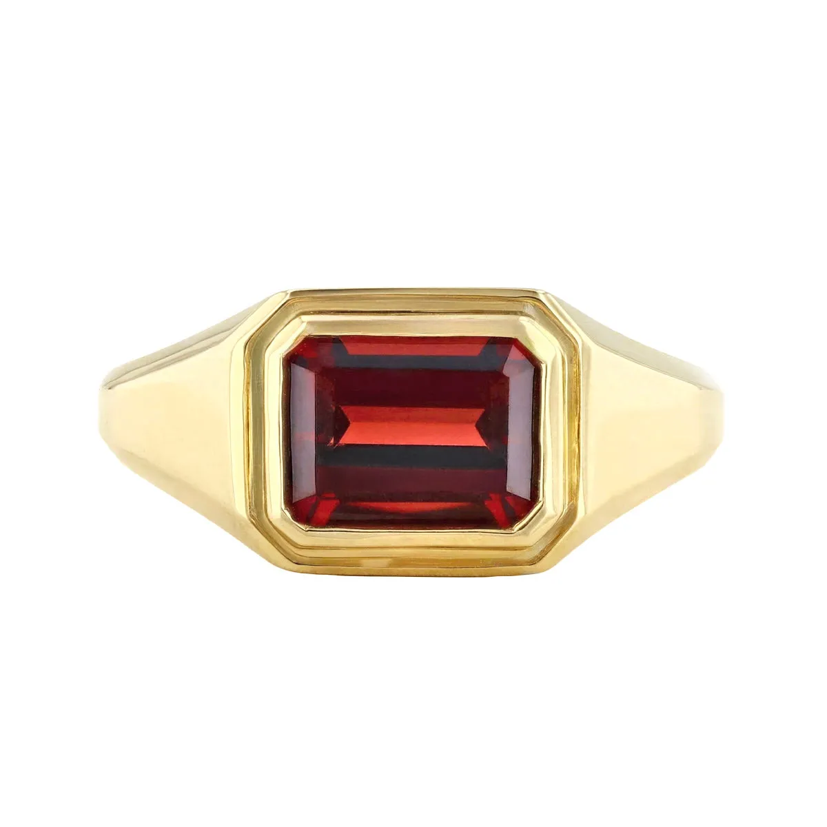 Bijou Collection 2.09ct Octagonal Garnet Signet Ring | 9K Yellow Gold