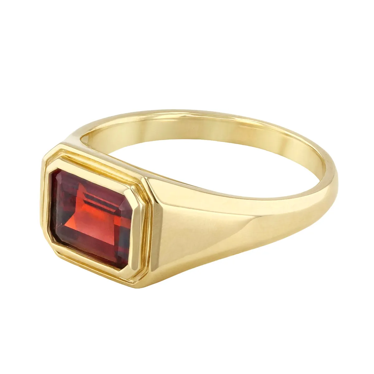 Bijou Collection 2.09ct Octagonal Garnet Signet Ring | 9K Yellow Gold