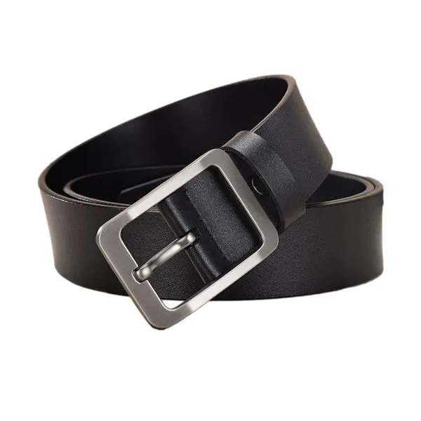 Black Men's Dress Casual Every Day Leather Belt 黑色男士正裝休閒日常皮帶 KCBELT1106