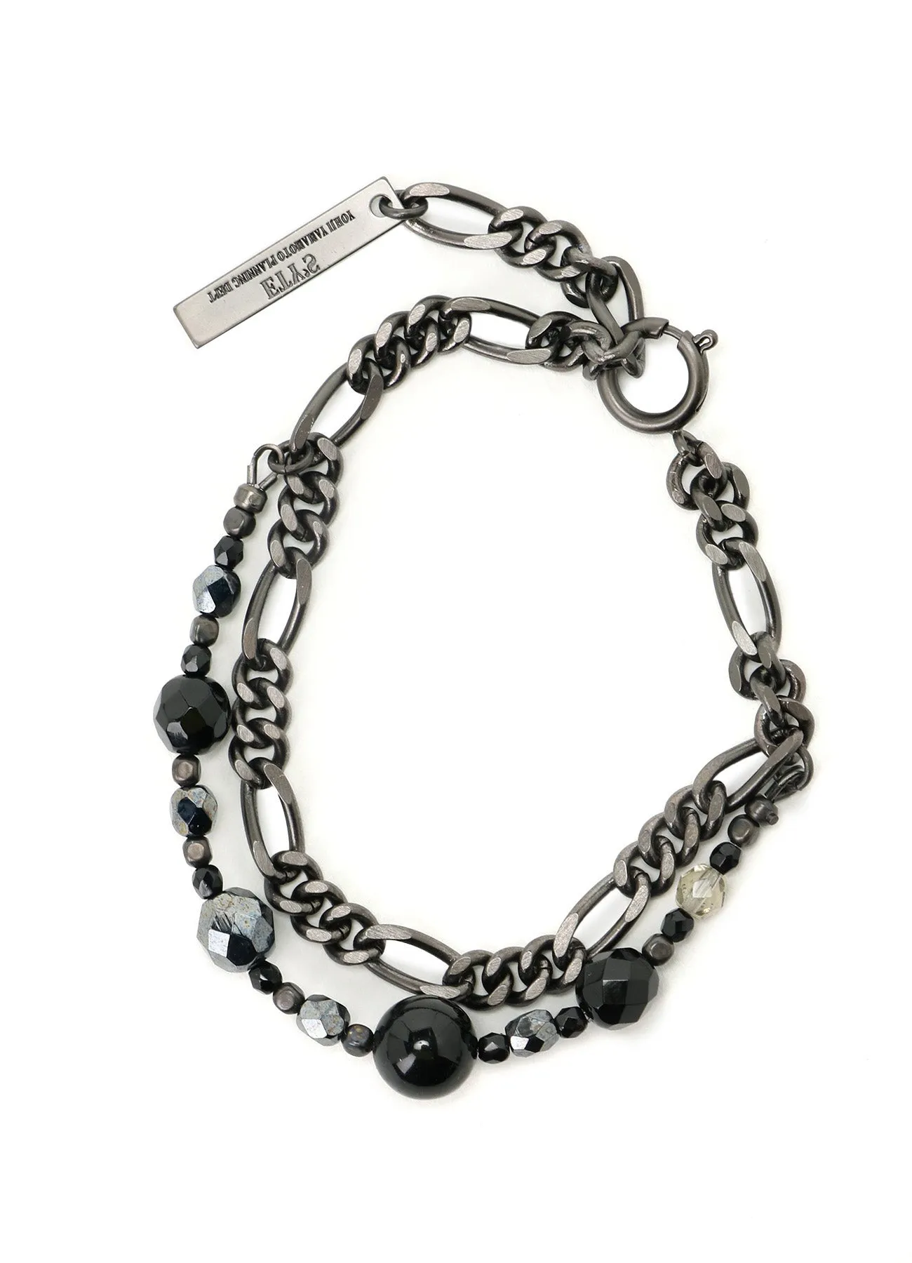 BLACK ONYX   GLASS BEADS BRASS BRACELET