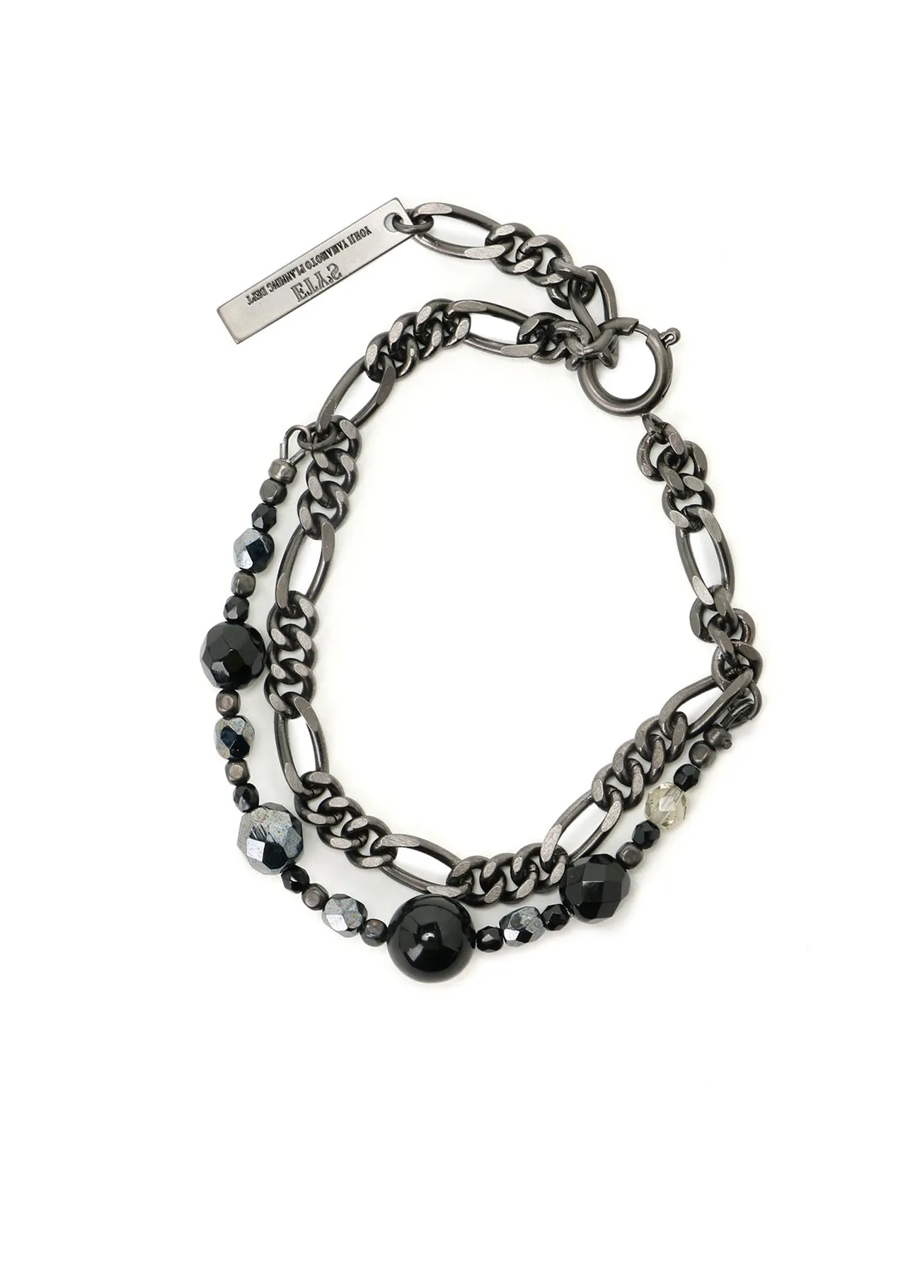 BLACK ONYX   GLASS BEADS BRASS BRACELET