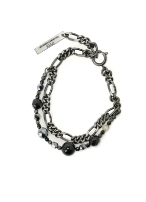 BLACK ONYX   GLASS BEADS BRASS BRACELET