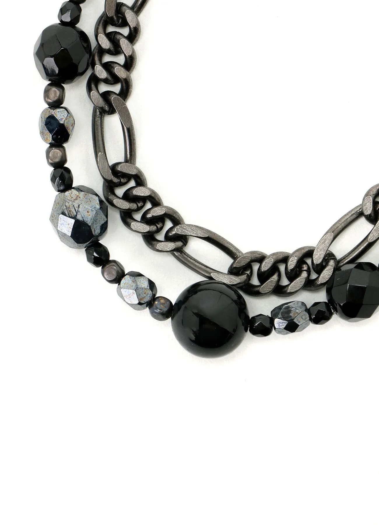 BLACK ONYX   GLASS BEADS BRASS BRACELET