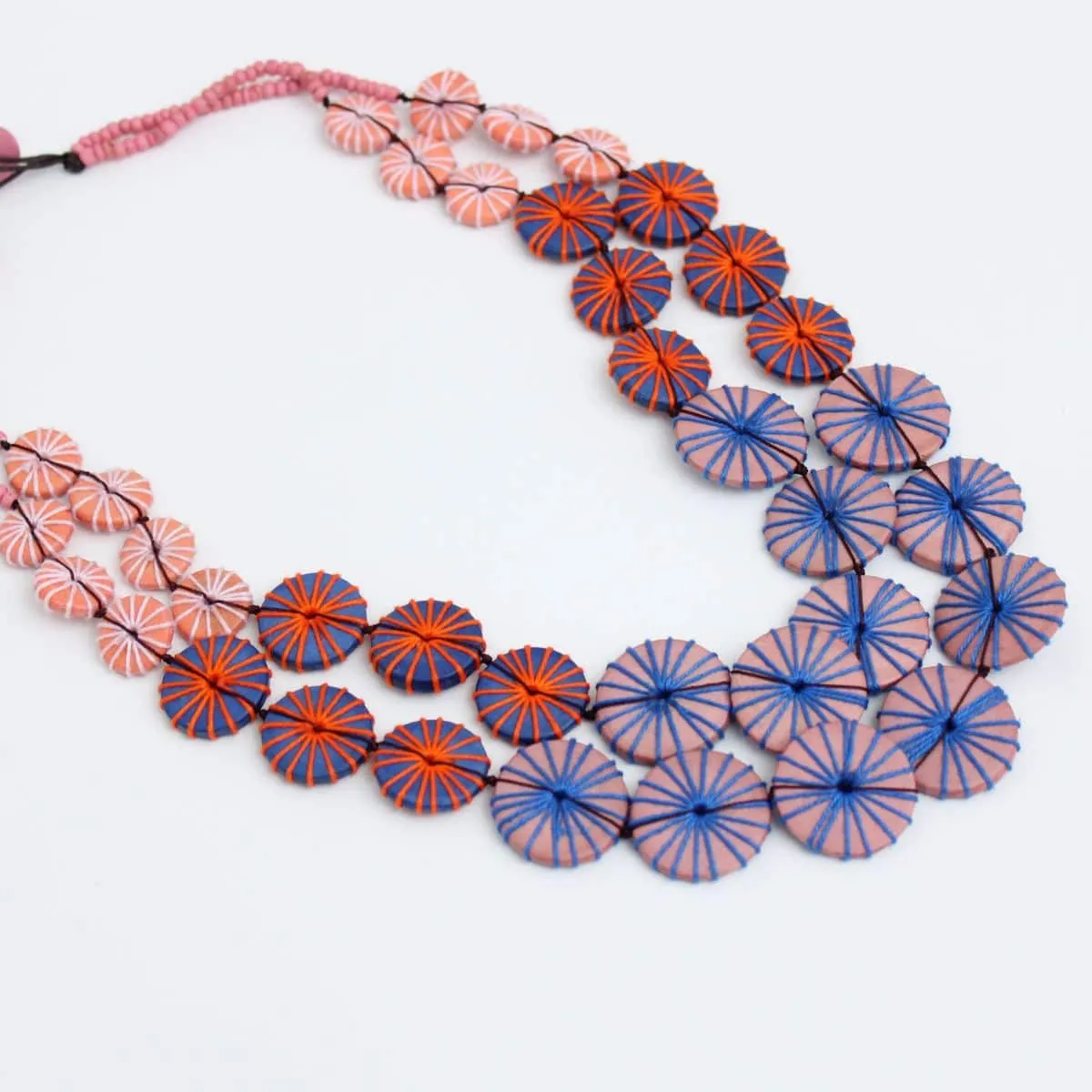 Blue and Peach Double Strand Kalei Necklace