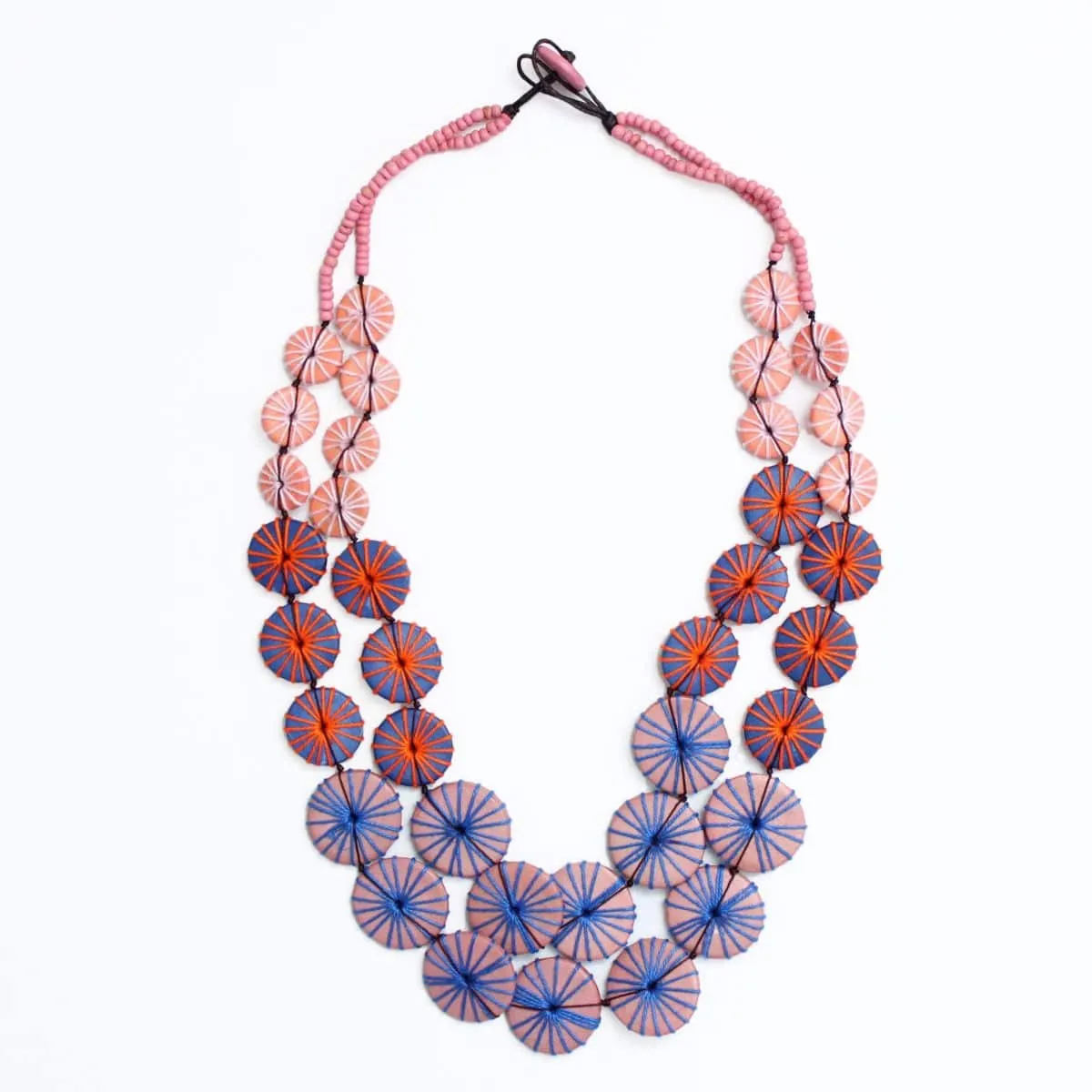 Blue and Peach Double Strand Kalei Necklace