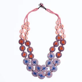 Blue and Peach Double Strand Kalei Necklace