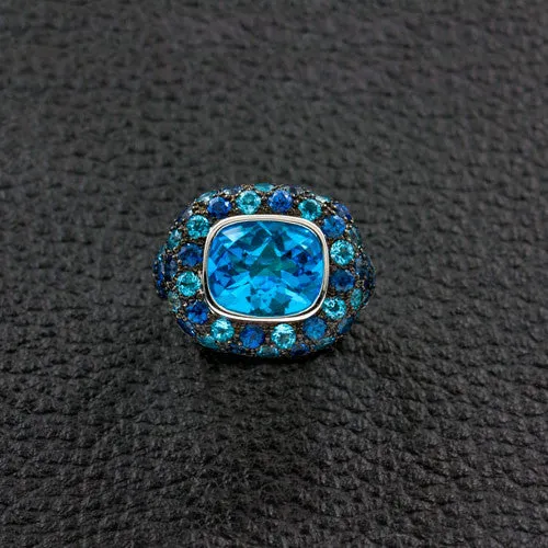 Blue Topaz & Sapphire Estate Ring
