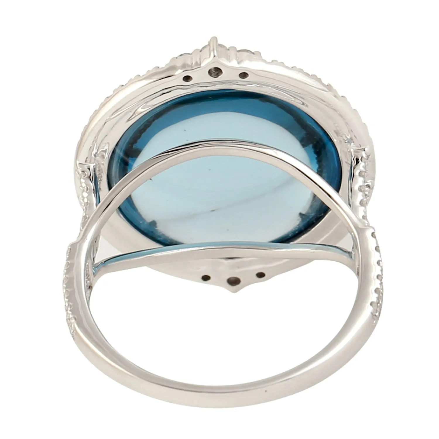 Blue Topaz Diamond Accent Cocktail Ring Jewelry in 18k White Gold