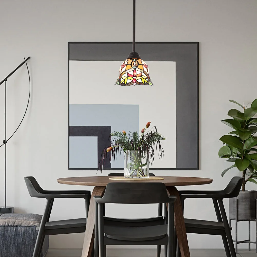 BONLICHT Tiffany Lighting Victorian, 1-Light Stained Glass Pendant Light Mini with 7.5 Inches Shade