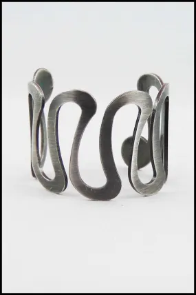 Brushed Metal Zig Zag Cuff