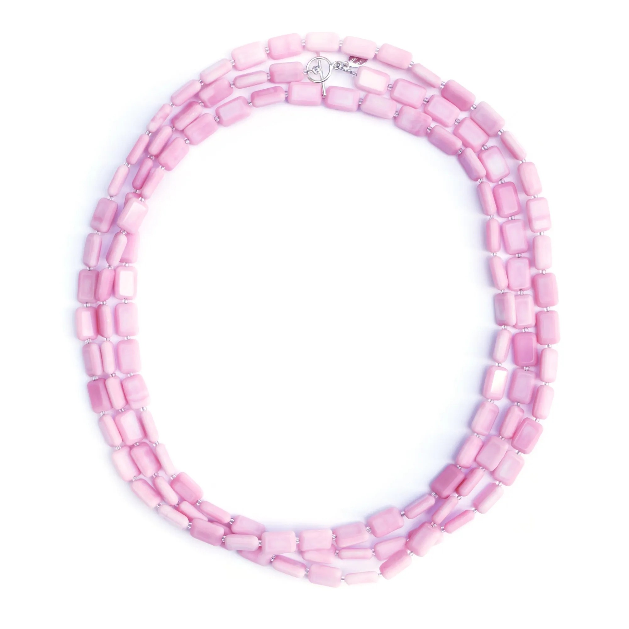 Bubble Gum Pink, Long Beaded Necklace, 60" Trilogy, SALE