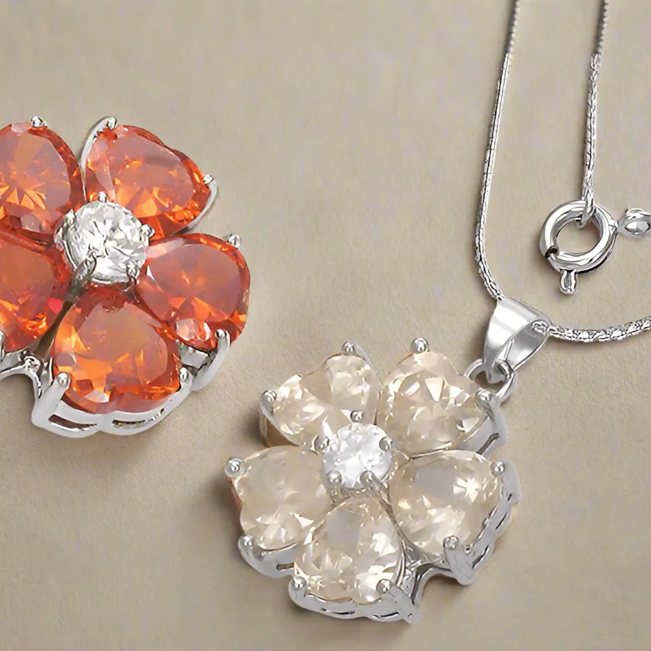 Buttercup Cubic Zirconia Flower Pendant Necklace