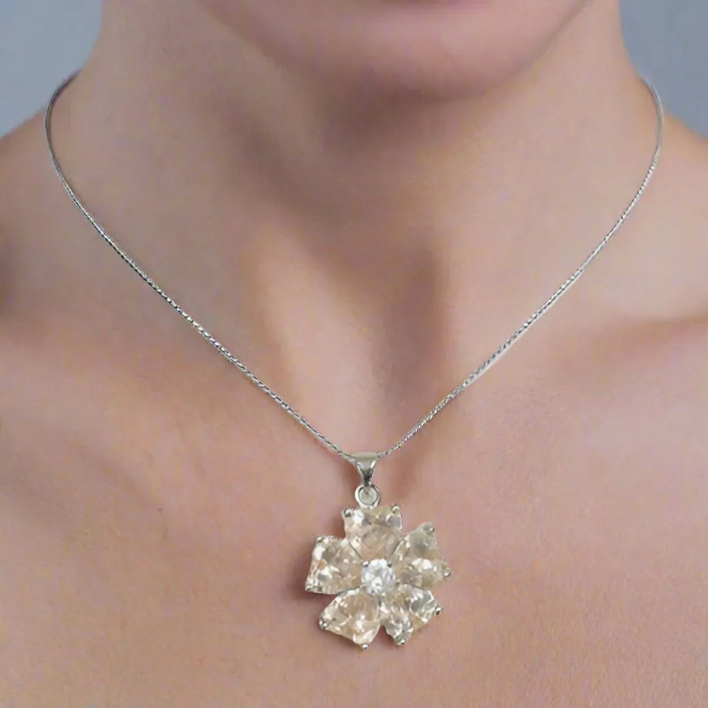 Buttercup Cubic Zirconia Flower Pendant Necklace