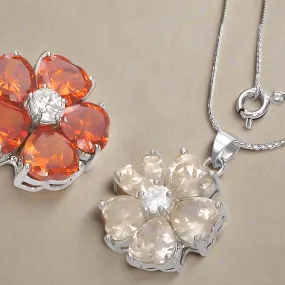Buttercup Cubic Zirconia Flower Pendant Necklace