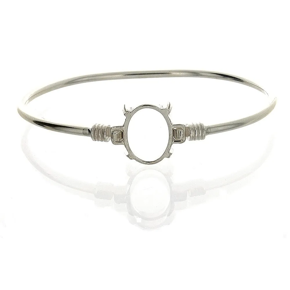 Cabochon Setting Sterling Silver Bracelet Fits 13 x 18 mm Oval Cabochon