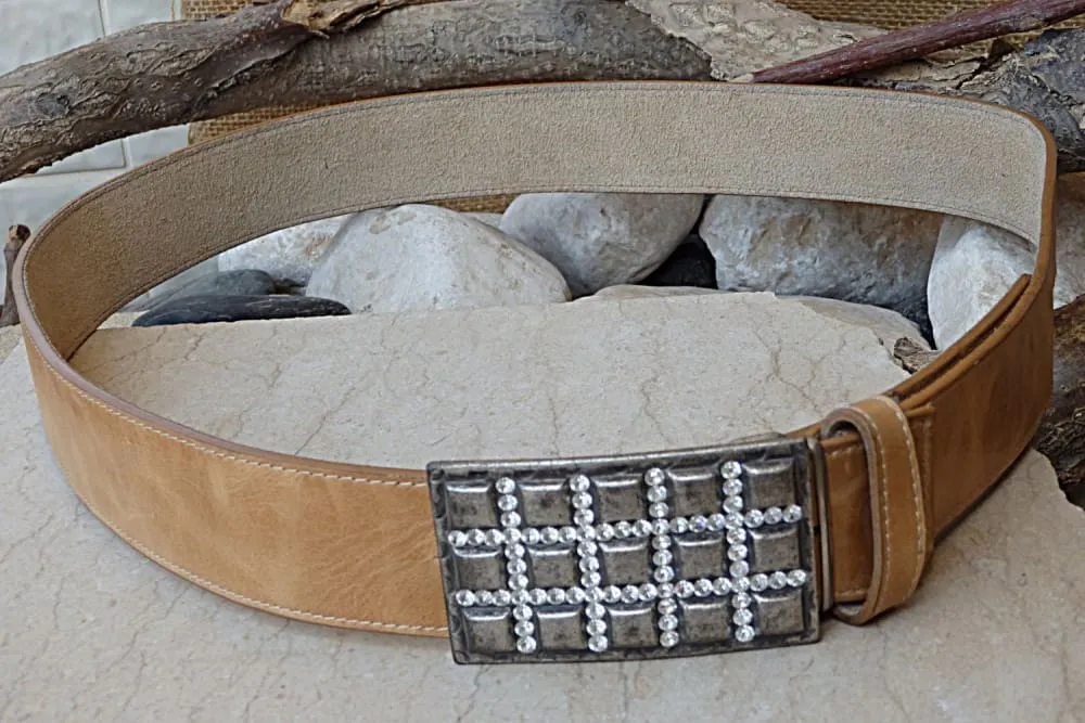 Champagne leather belt