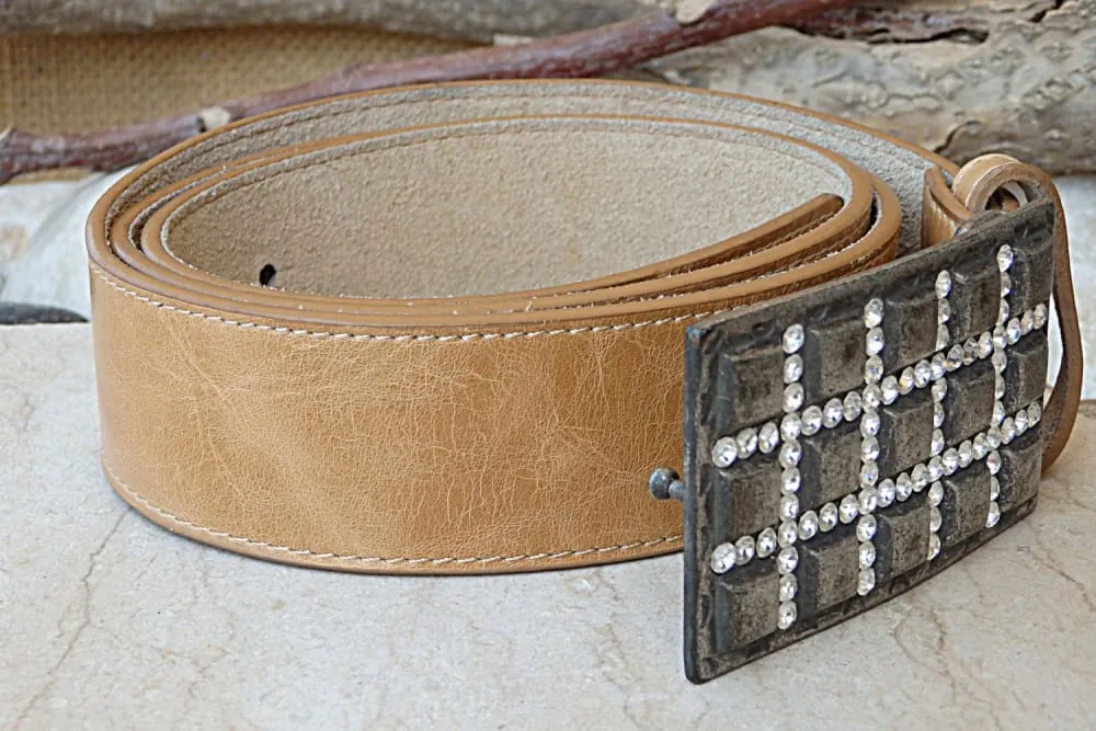 Champagne leather belt
