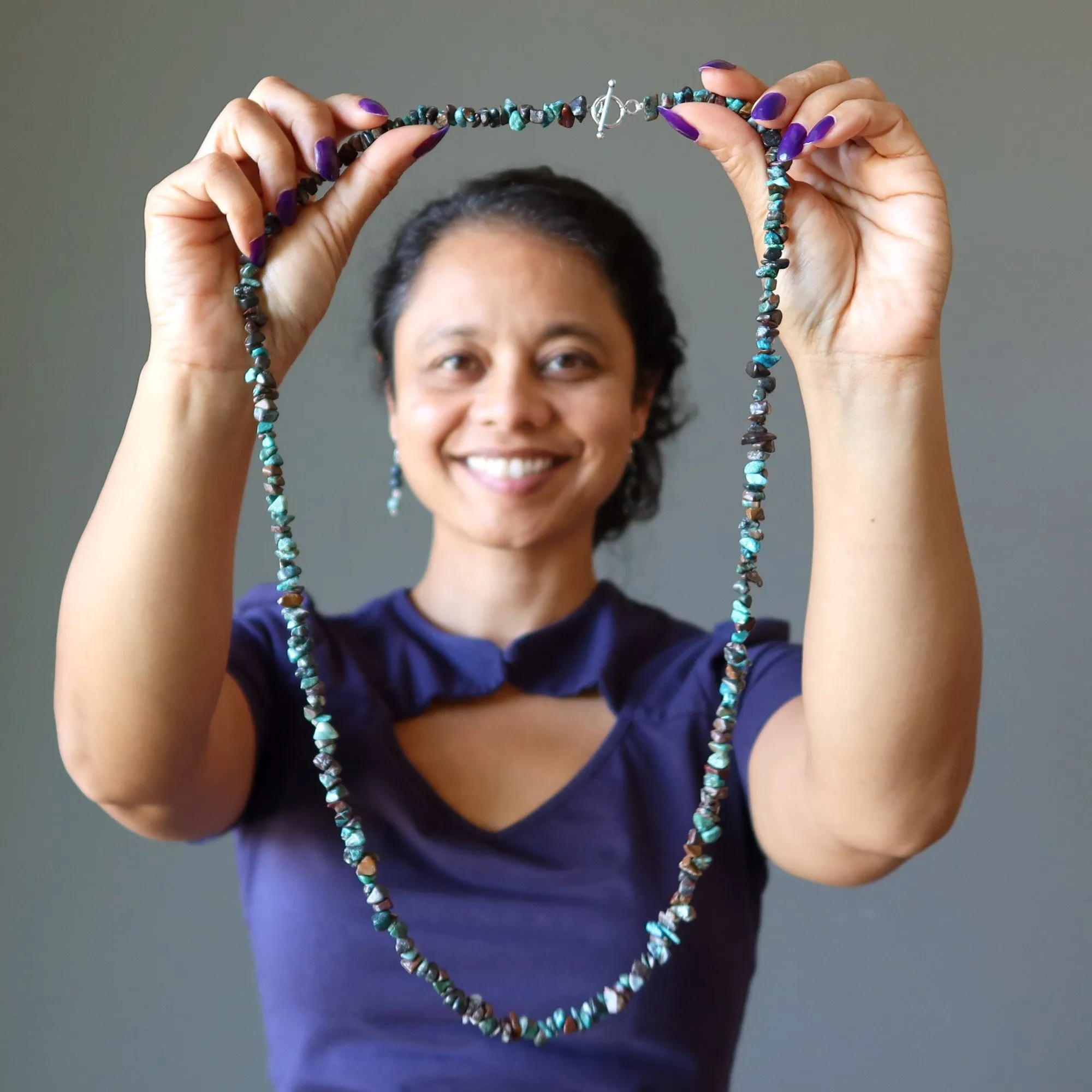 Chrysocolla Necklace Bustling Blue Red Cuprite