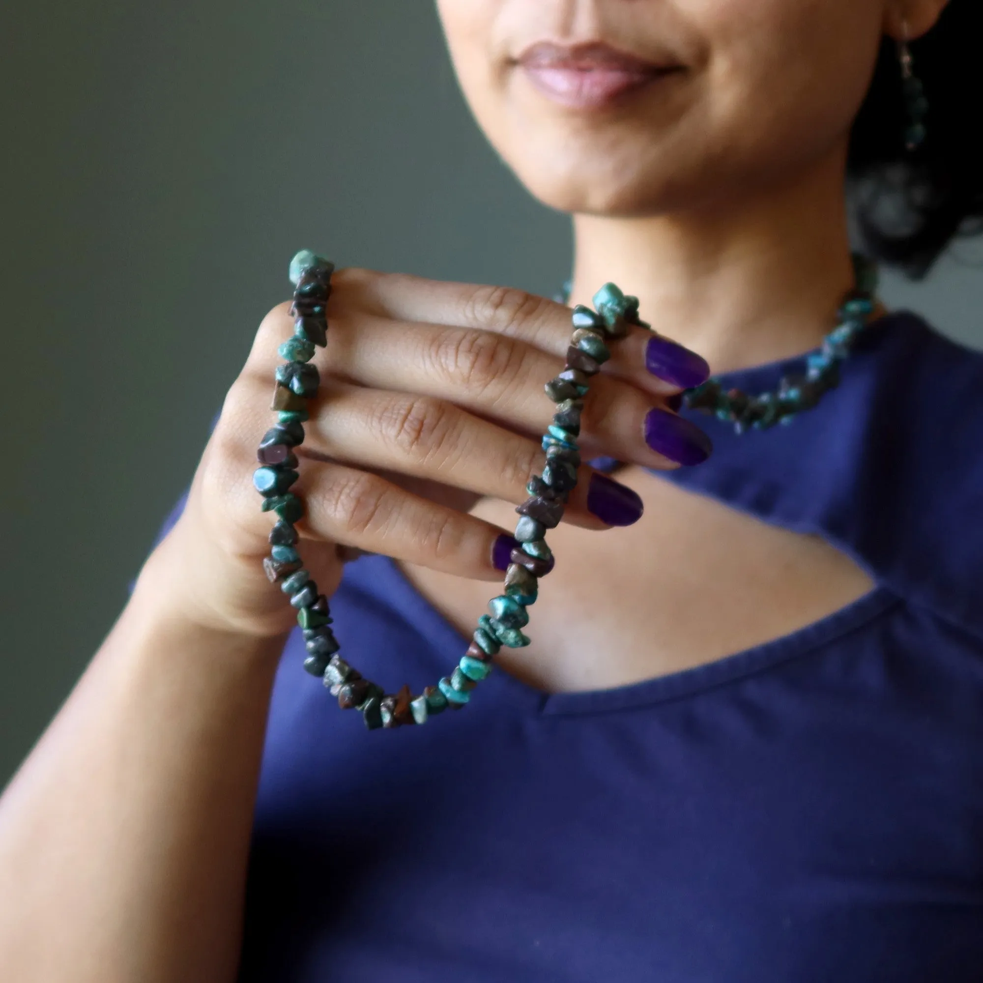 Chrysocolla Necklace Bustling Blue Red Cuprite