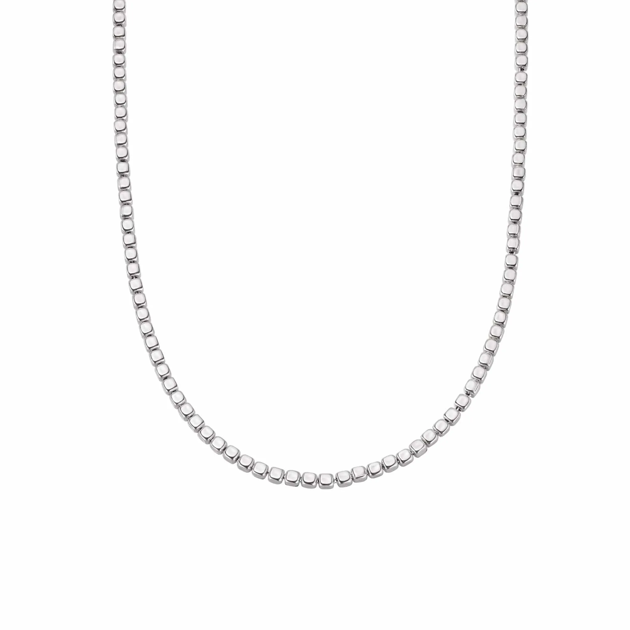 Chunky Beaded Necklace Sterling Silver
