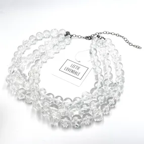 Clear Bubble Beaded Multi Strand Morgan Necklace *