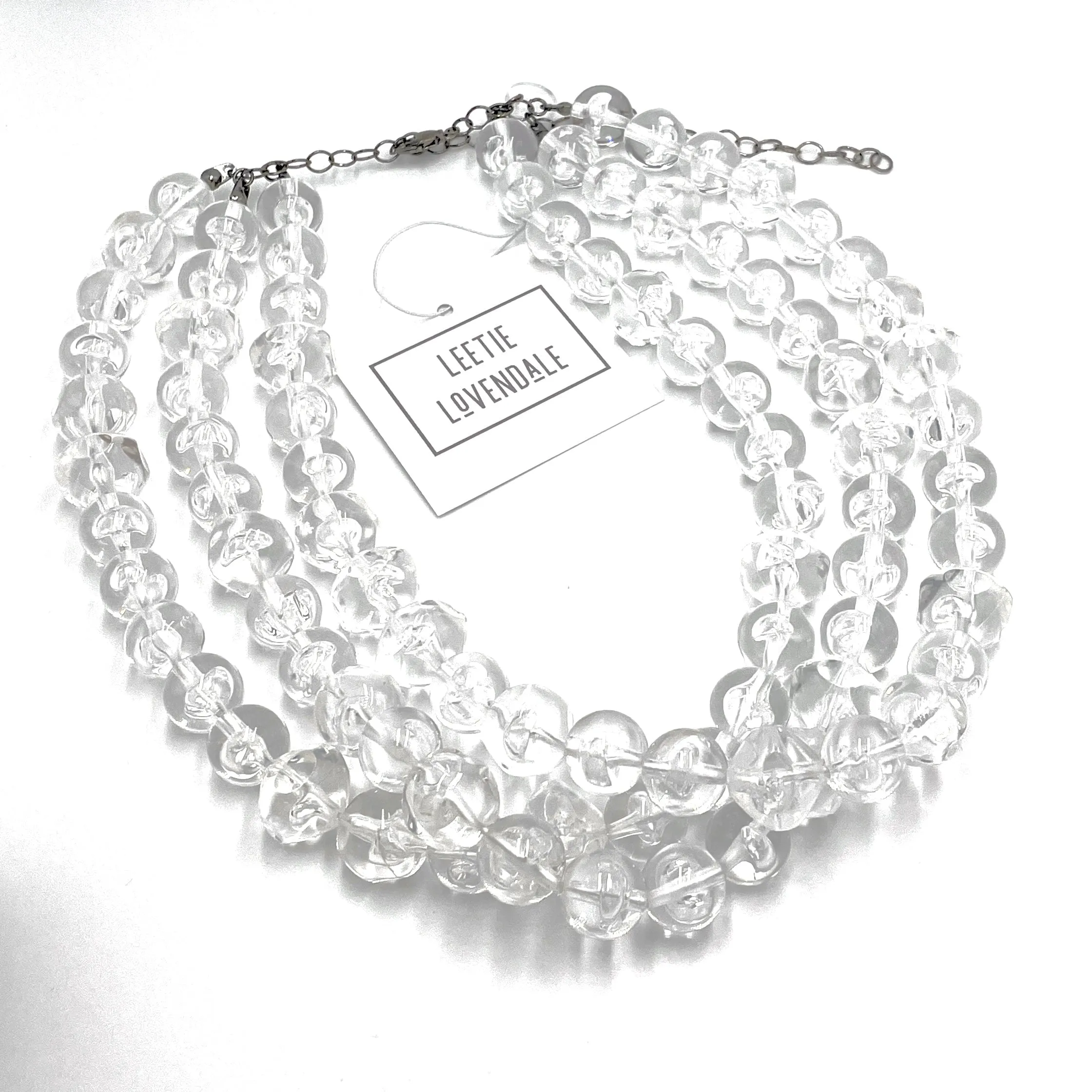Clear Bubble Beaded Multi Strand Morgan Necklace *