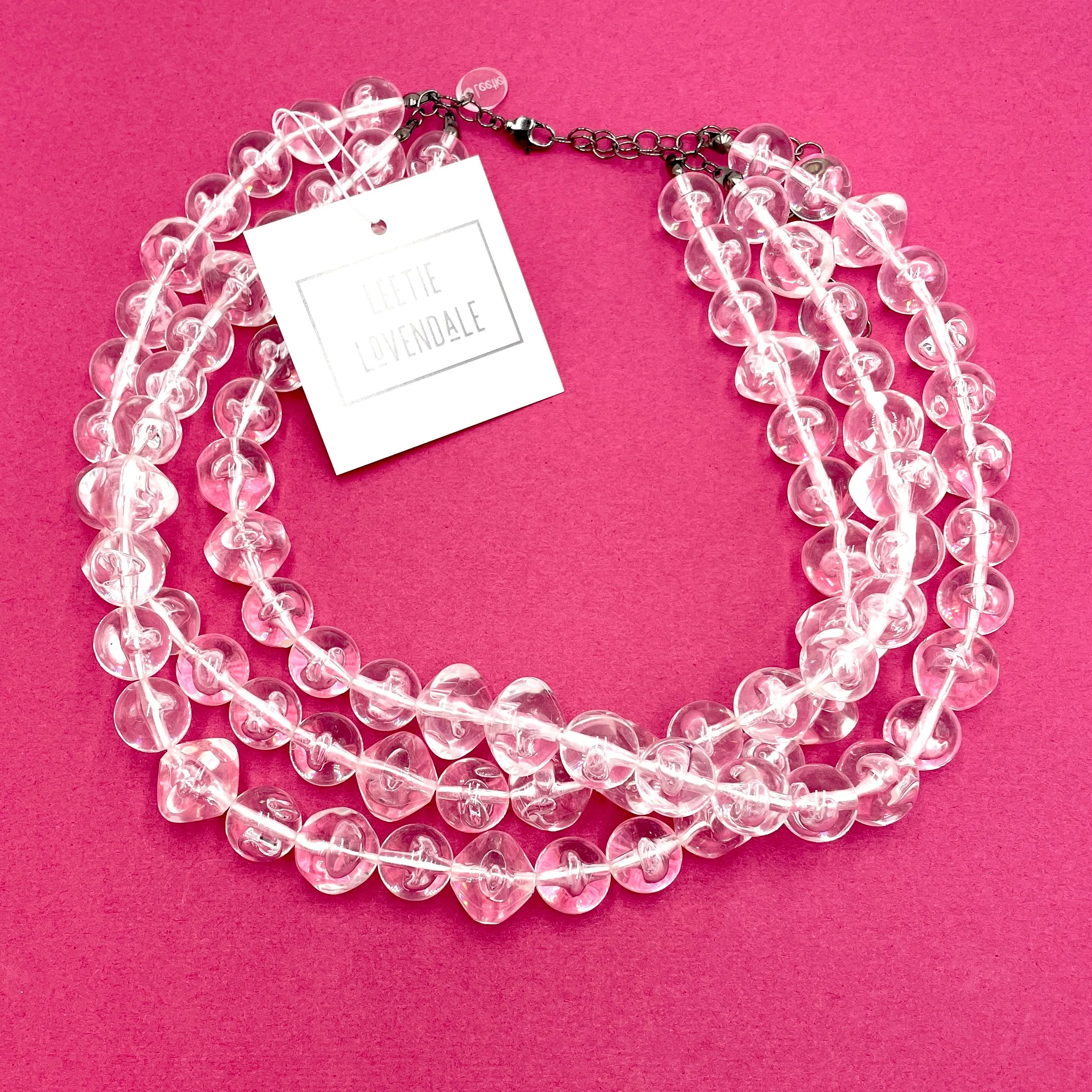 Clear Bubble Beaded Multi Strand Morgan Necklace *