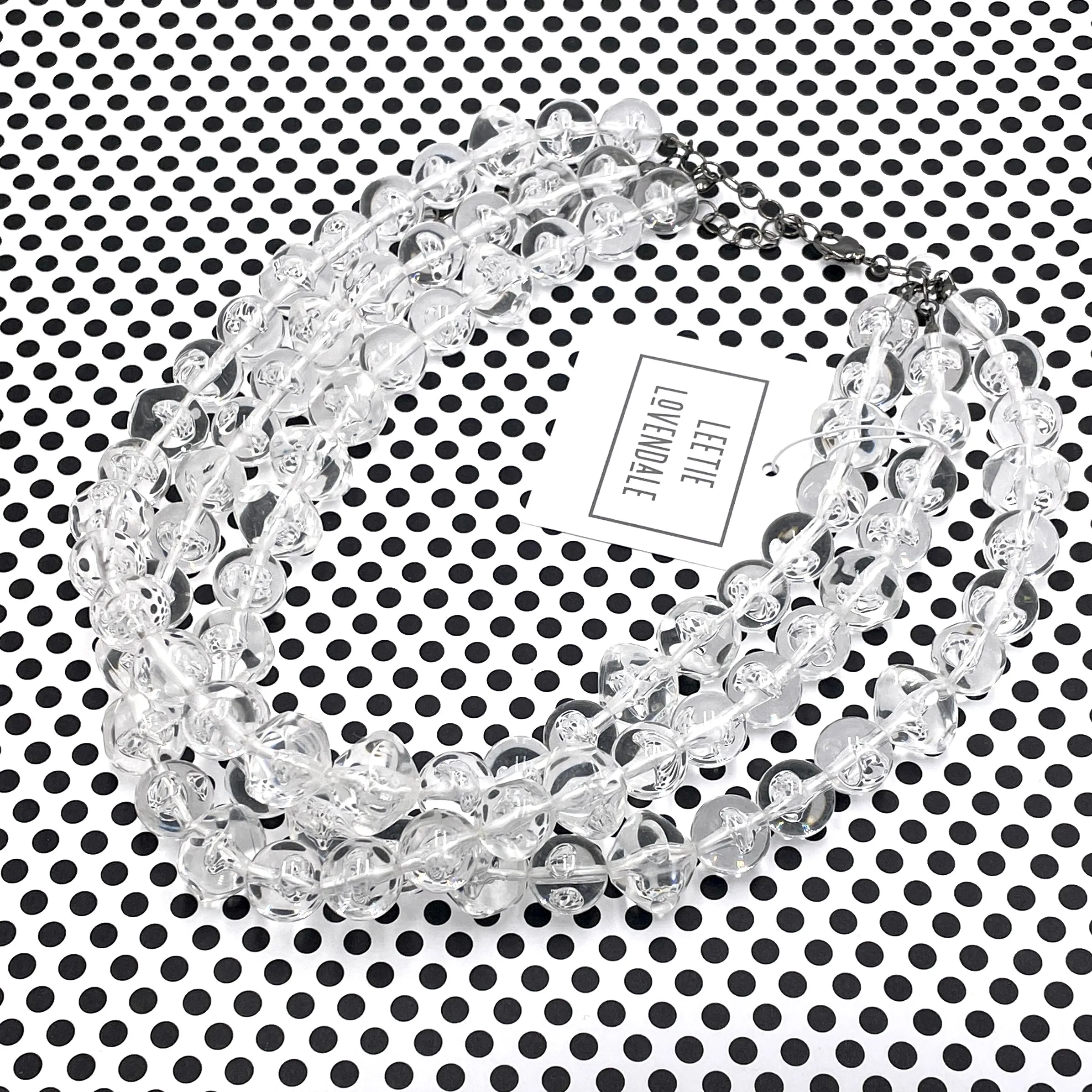 Clear Bubble Beaded Multi Strand Morgan Necklace *