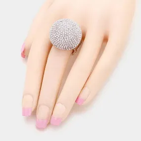 Clear Pave Dome Silver Stretch Ring