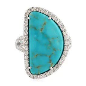 Cocktail Ring Gold 18Kt Diamond Turquoise December Birthstone Jewelry