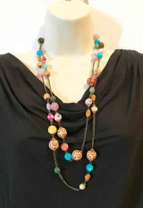 Colorful and Wild 60” Beaded Vintage Necklace