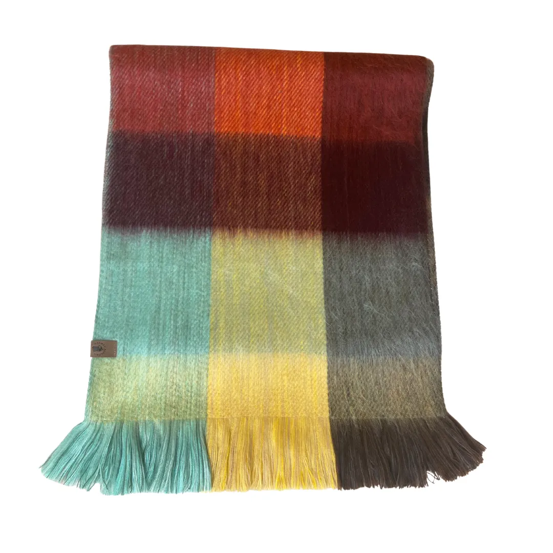 Cozy Colorful Patchwork Alpaca Wool Scarf