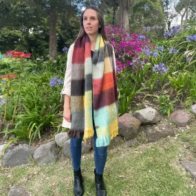 Cozy Colorful Patchwork Alpaca Wool Scarf